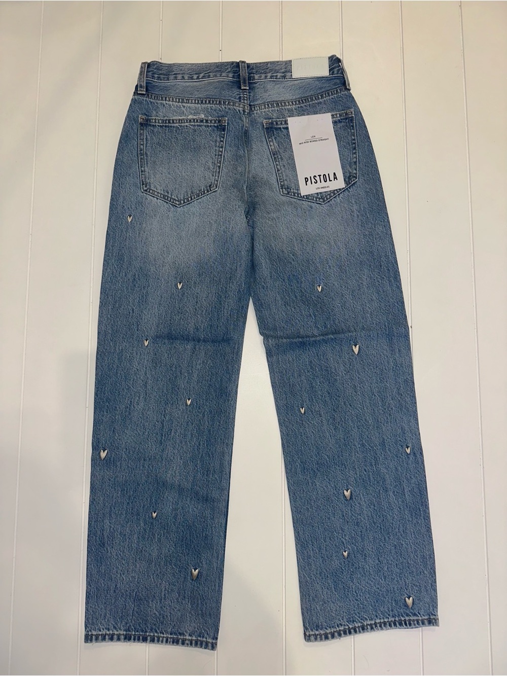 NEW Pistola Lexi Mid Rise Bowed Straight Jean- Confetti Vintage Sz 26 - Picture 9 of 10